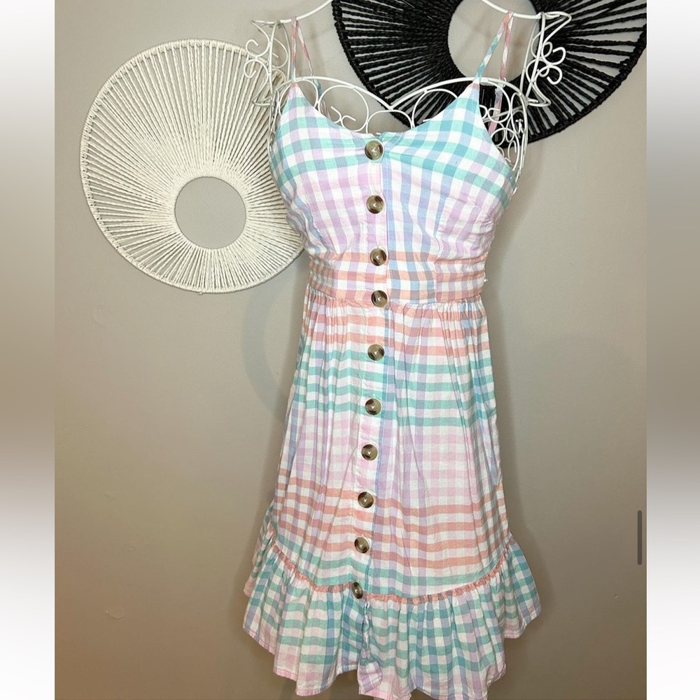 Plaid button up dress